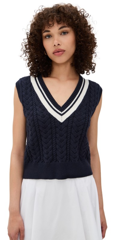 Beyond Yoga The Cable Knit Vest Nocturnal Navy