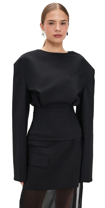 A. W.A. K.E. MODE Tailored Top Black