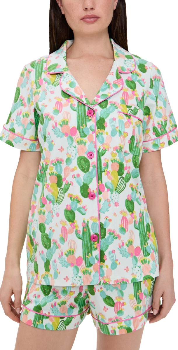 BedHead PJs Cotton Jersey Knit Classic Shorty PJ Set Cactus Garden