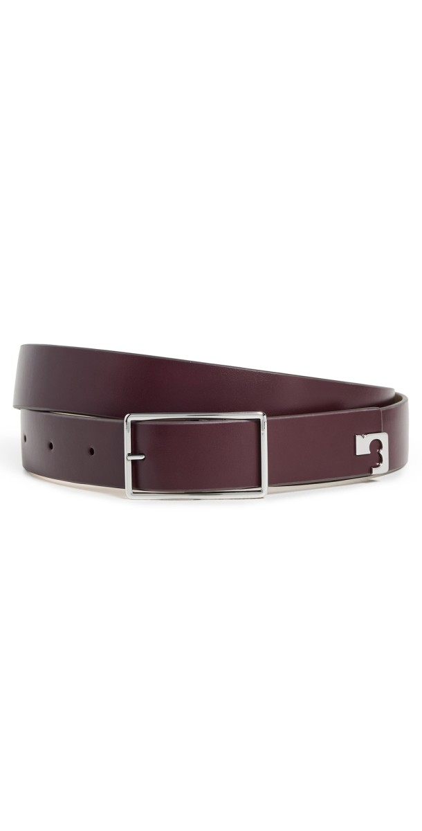 Tory Burch Eleanor Buckle Belt Dark Carmine/Silver