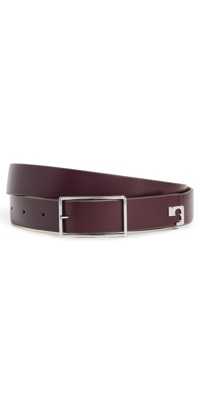 Tory Burch Eleanor Buckle Belt Dark Carmine/Silver