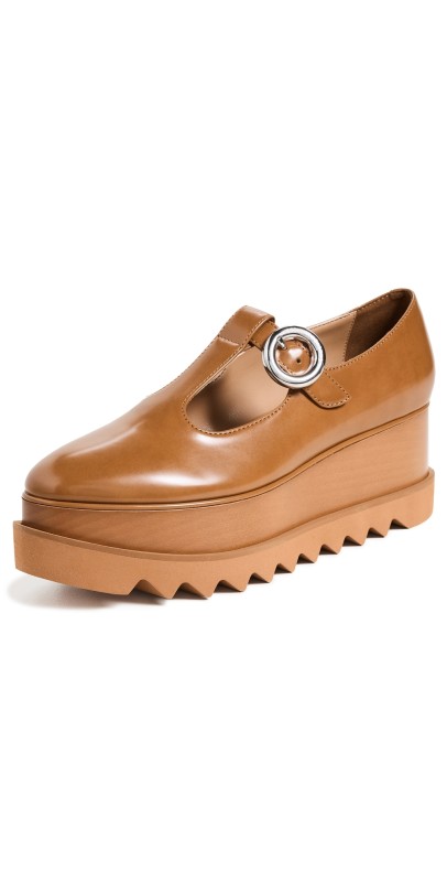 Stella McCartney Elyse Eco Brush Mat Mary Janes Tan