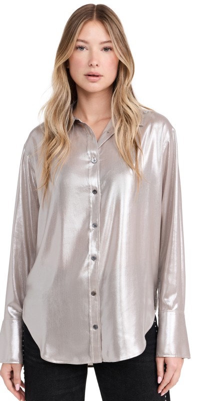 FRAME The Standard Shirt Silver Lame