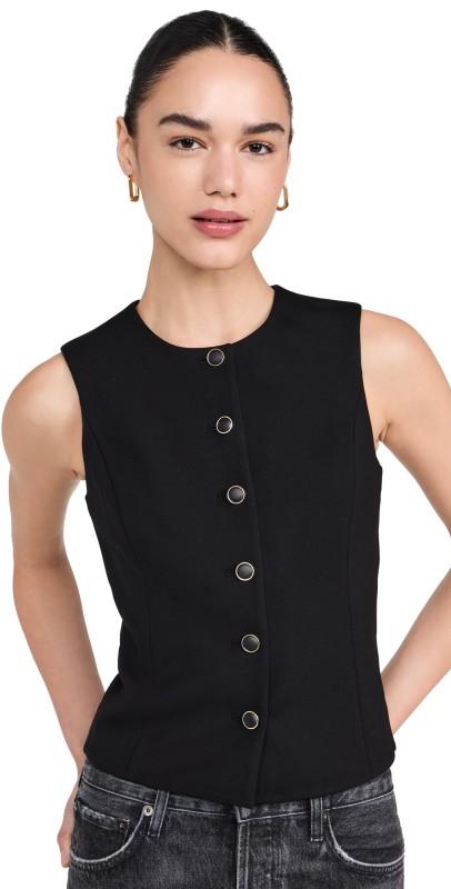 rag & bone Irina Button Up Vest Black