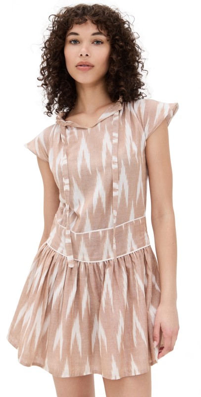 Guadalupe Design Dani Ikat Short Dress Khaki