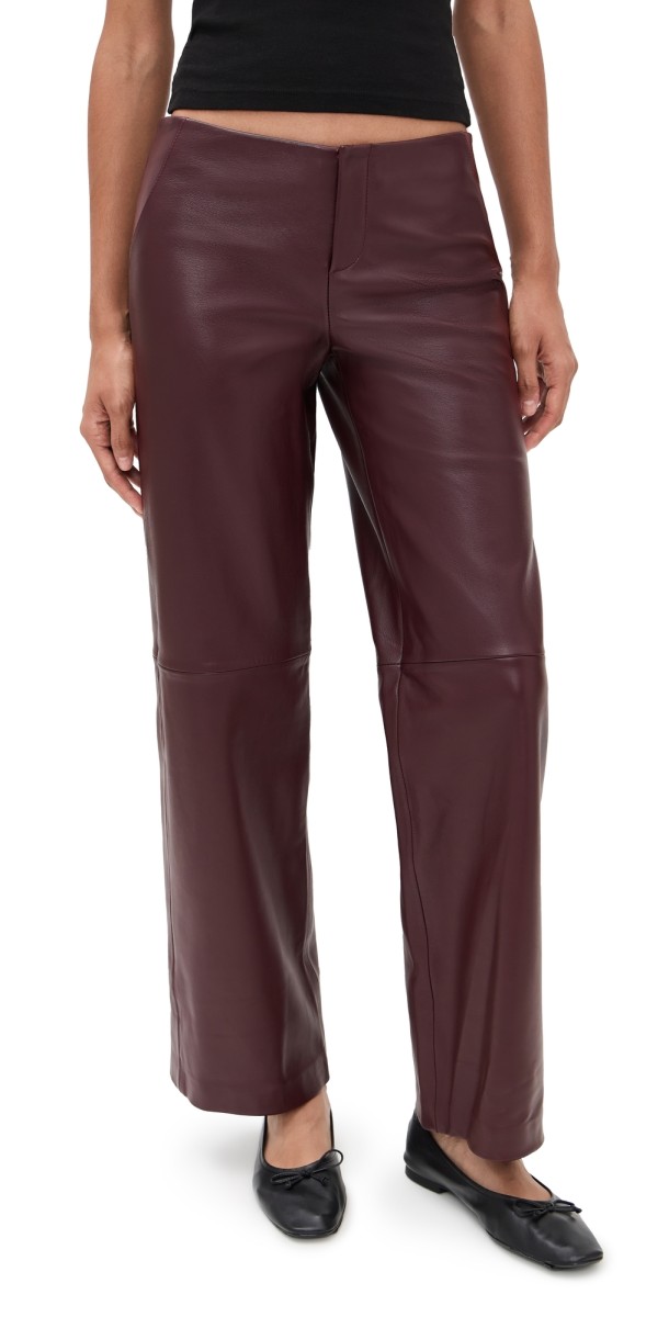 Reformation Veda Vida Low Rise Leather Pants Merlot