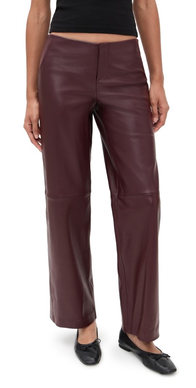 Reformation Veda Vida Low Rise Leather Pants Merlot