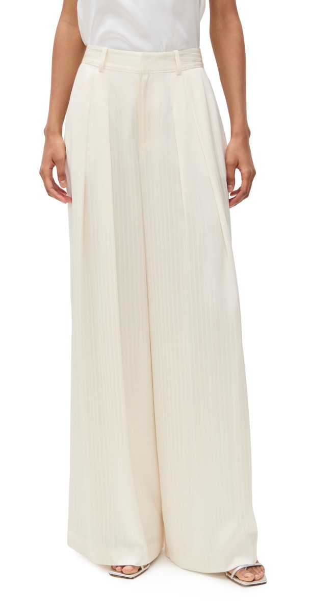 Cinq à Sept Georgia Satin Stripe Marne Pants Ivory