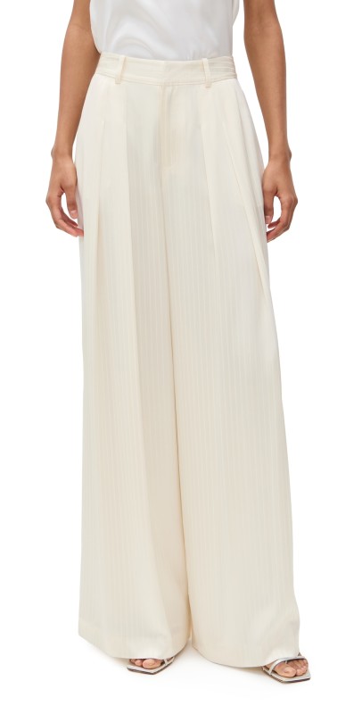 Cinq à Sept Georgia Satin Stripe Marne Pants Ivory