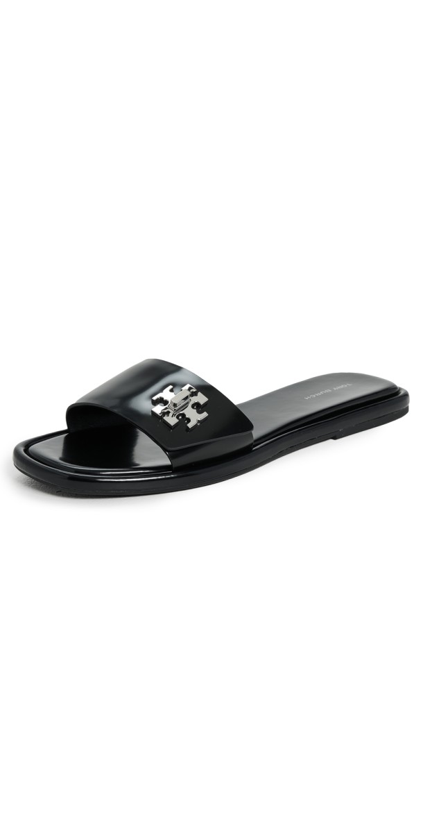 Tory Burch T Lock Slides Perfect Black