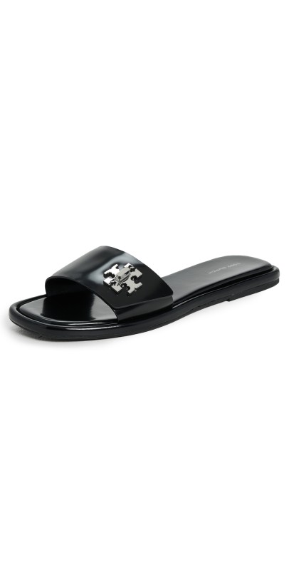 Tory Burch T Lock Slides Perfect Black