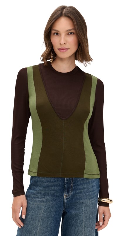 Ulla Johnson Annete Jersey Long SleeveTop Militaire