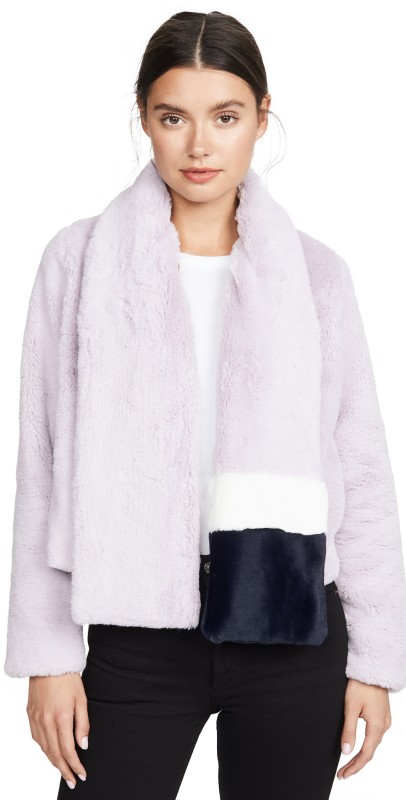 N12H Faux Fur Bomber Jacket Pale Pink