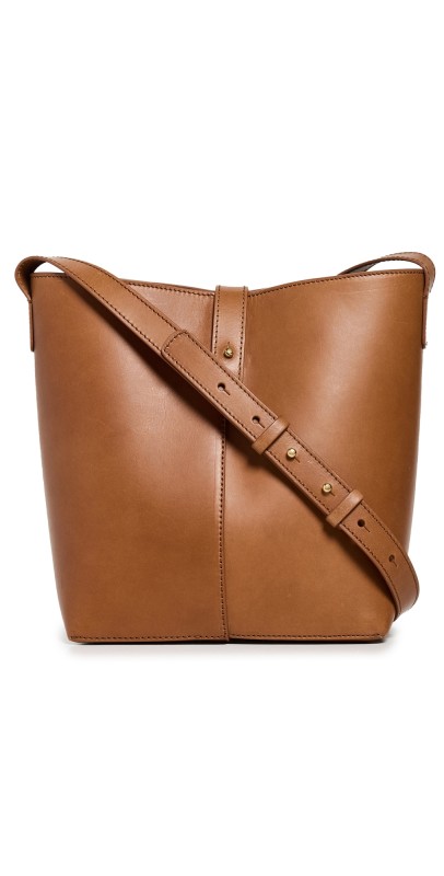 Jenni Kayne Mini Leather Bucket Bag Cognac