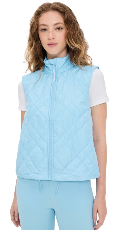 RLX Ralph Lauren Tech Terry Quilted Hybrid Full-Zip Vest Pool Blue