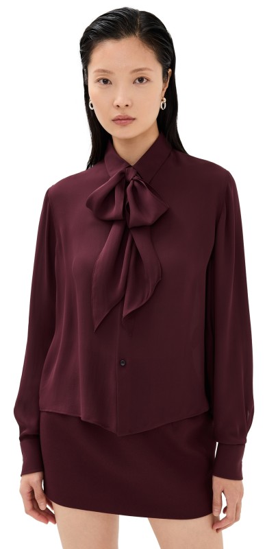 WARDROBE. NYC Silk Blouse Oxblood