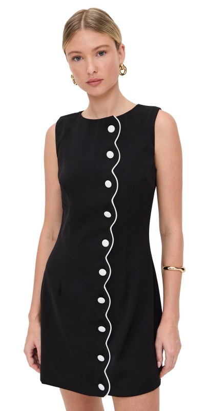 Another Girl Contrast Scallop Mini Dress Black
