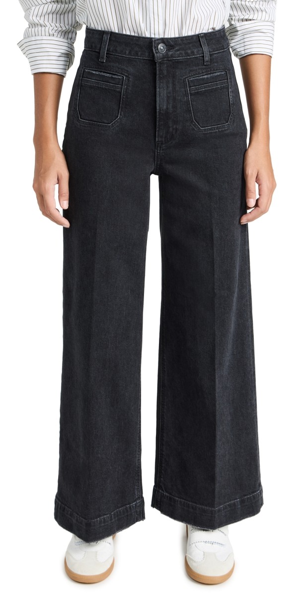 PAIGE Harper Ankle Vintage Patch Pockets Jeans Washed Noir Distressed