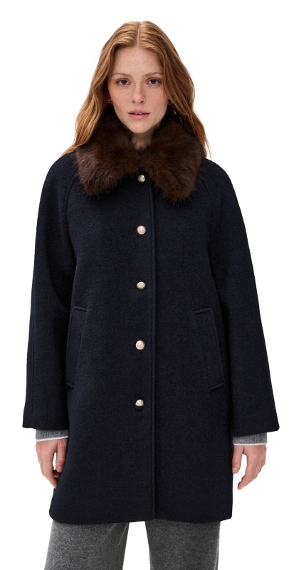 DUNST Boucle Wool Half Coat Dark Navy