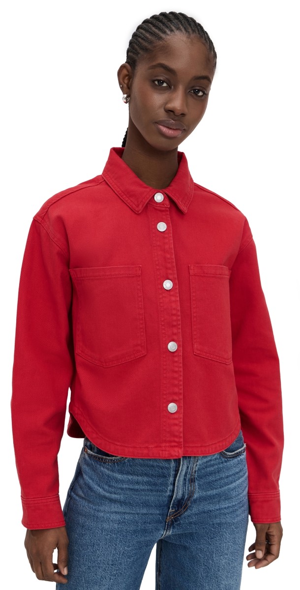 Z Supply All Day Cropped Denim Jacket Cherry