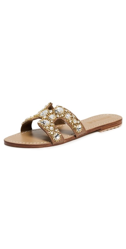 Mystique Embellished Slides Camel/Clear