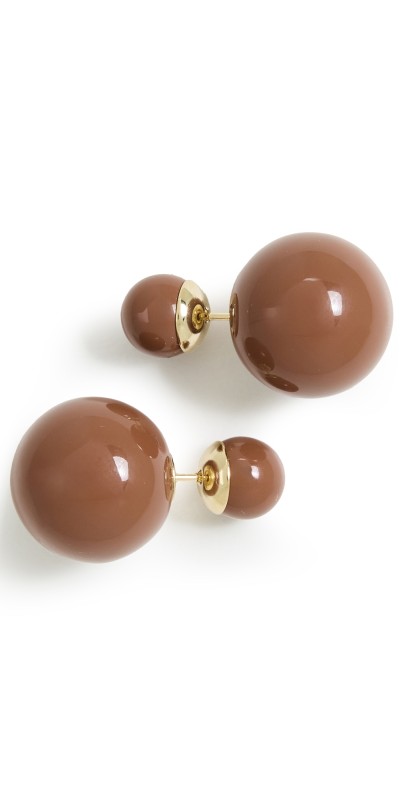 SHASHI Double Ball Rose Pearl Earrings Brow