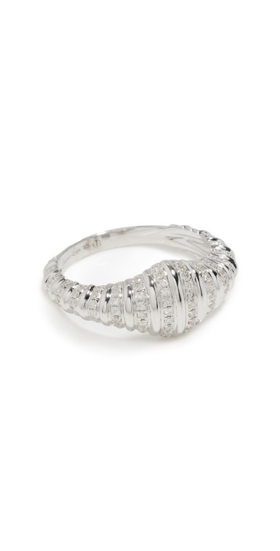 Yvonne Leon Nano Chevaliere Ovale Berlingot Diamant Ring 9K WHITE GOLD