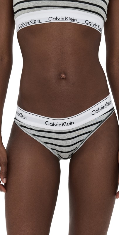 Calvin Klein Underwear Modern Cotton Bikini Panty Leader Stripe/Grey Heather