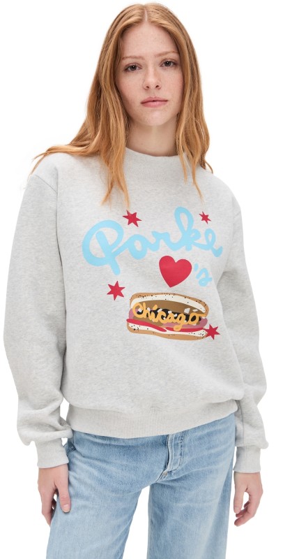 PARKE Chicago Graphic Mock Neck Sweatshirt Grey