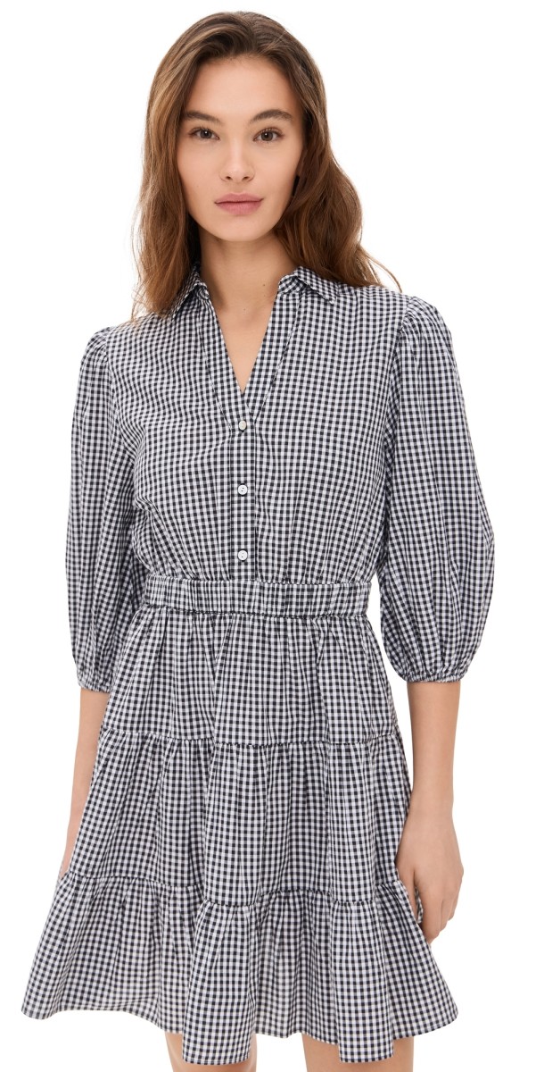 Playa Lucila Gingham Collared Dress Black Gingham