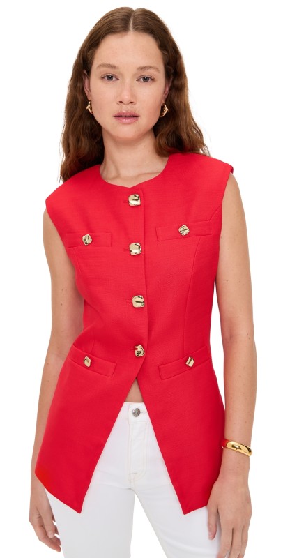 endless rose Gold Pointed Long Vest Red