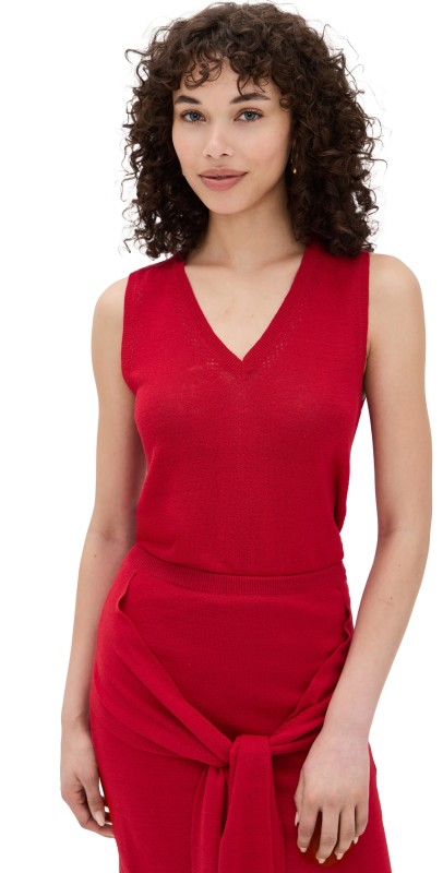 Proenza Schouler White Label Heyde Knit Sweater in Linen Twist Dark Poppy