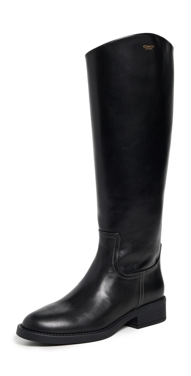 Coach Park Tall Leather Boots Black