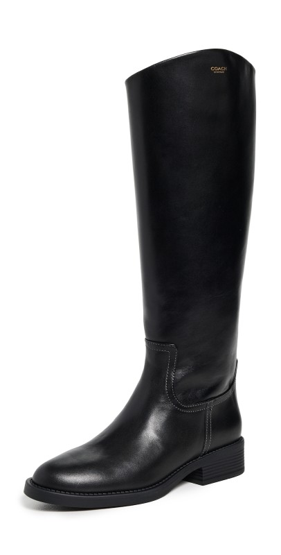 Coach Park Tall Leather Boots Black