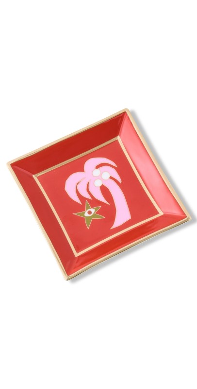 Jonathan Adler Playa Square Tray Red/Pink/Gold