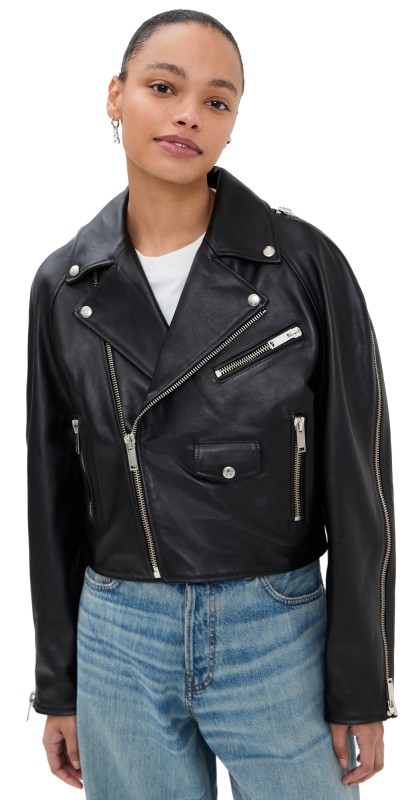 HALFBOY Chiodo Crop Biker Jacket Black