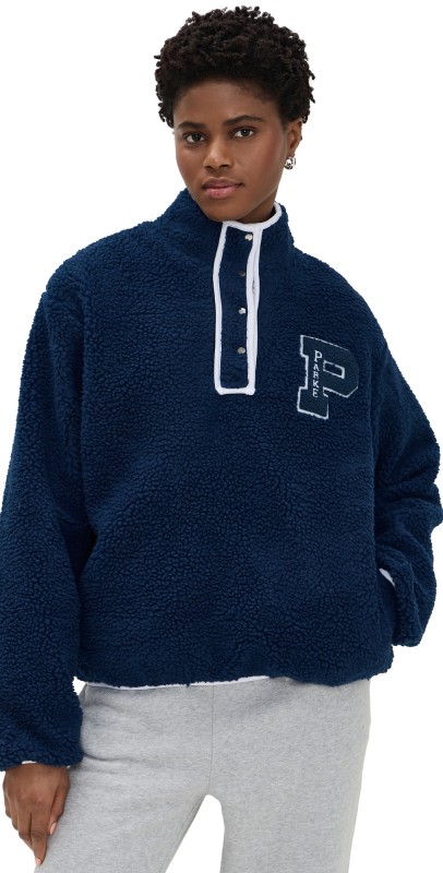 PARKE Chenille Varsity Fleece Sweatshirt Navy
