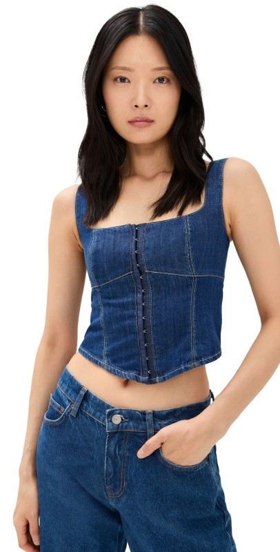 Reformation Tagliatelle Denim Top Ellis