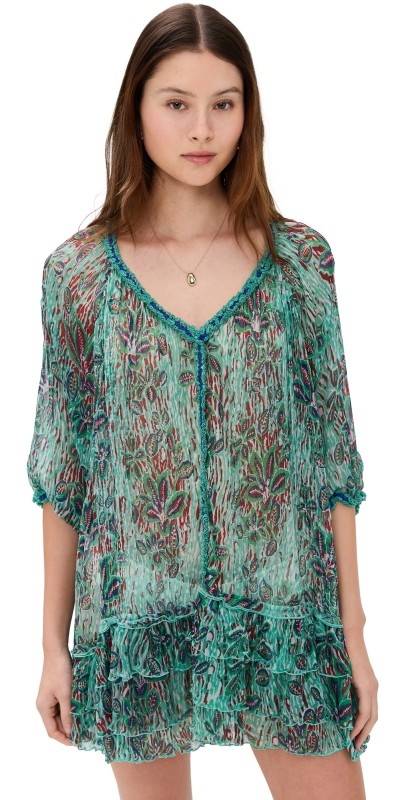 Poupette St Barth Nava Poncho Mint Exotic Forest