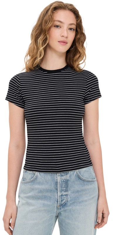Good American Super Stretch Baby Tee Classic Stripe002