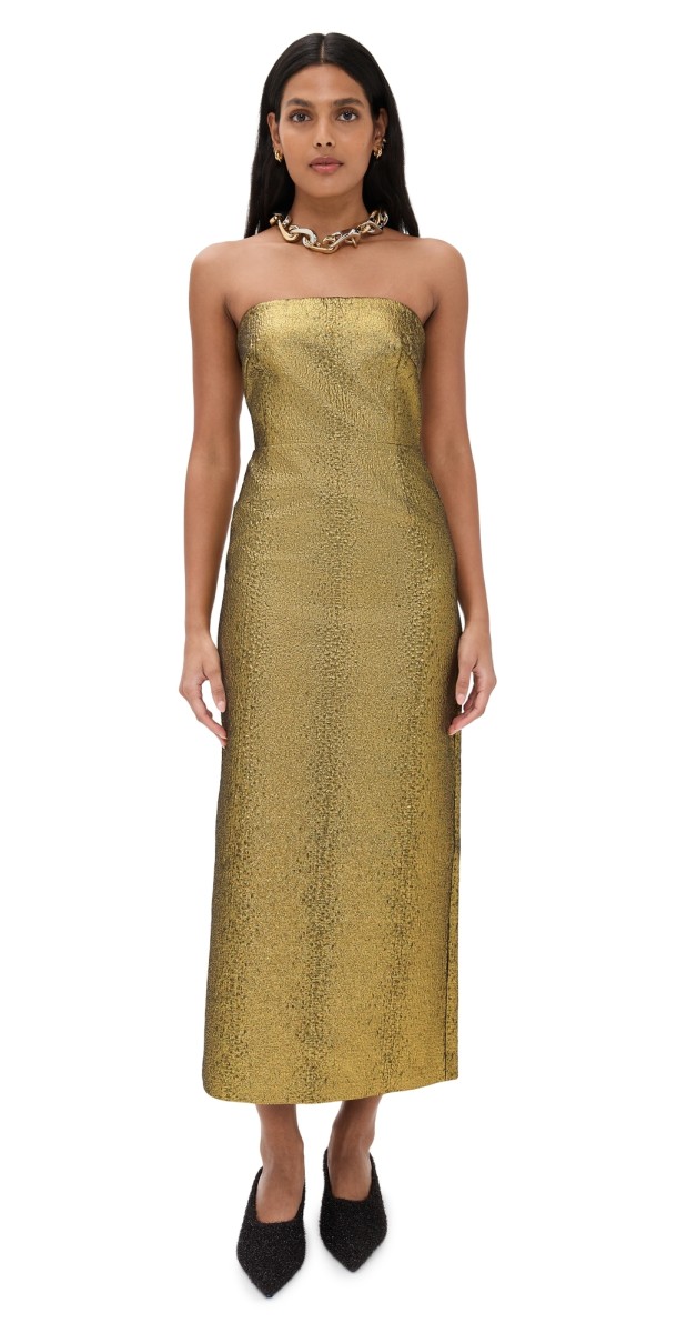 SIMONMILLER Verdelle Metallic Midi Dress Star Gold