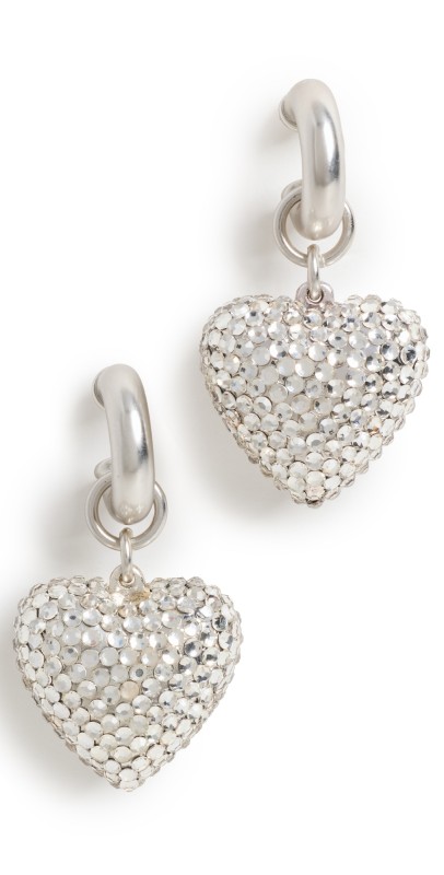 Roxanne Assoulin The Dazzling Puffy Heart Earrings Silver