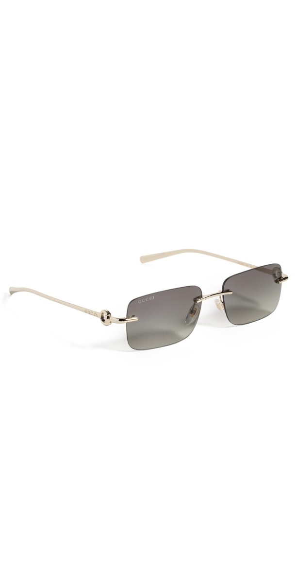 Gucci Square Sunglasses Gold-Gold-Grey