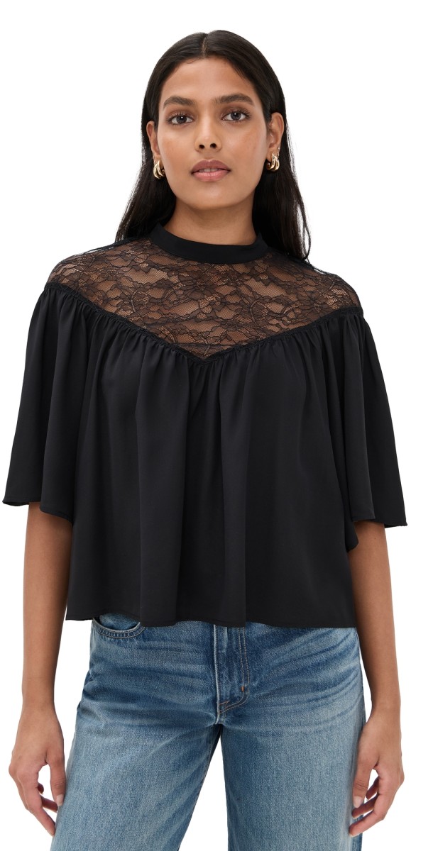 Nili Lotan Lucie Lace Blouse Black