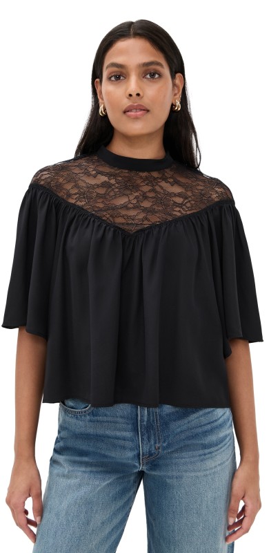 Nili Lotan Lucie Lace Blouse Black