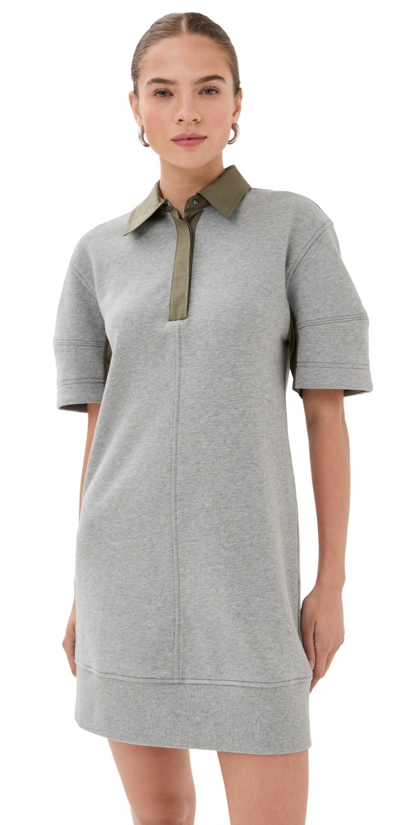 3.1 Phillip Lim Polo Dress with Ripstop Combo Grey Melange - Army