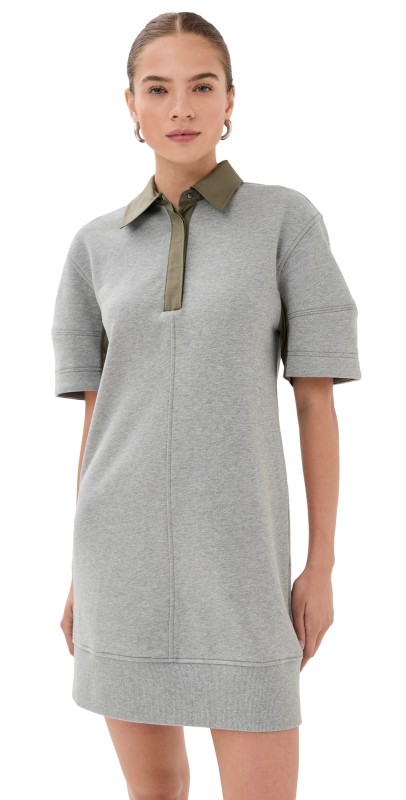 3.1 Phillip Lim Polo Dress with Ripstop Combo Grey Melange - Army