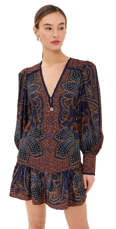 FARM Rio Floral Glam Blue Mini Dress Floral Glam Blue