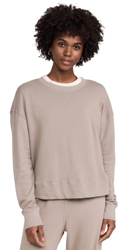 perfectwhitetee French Terry Pullover Sweatshirt Mushroom