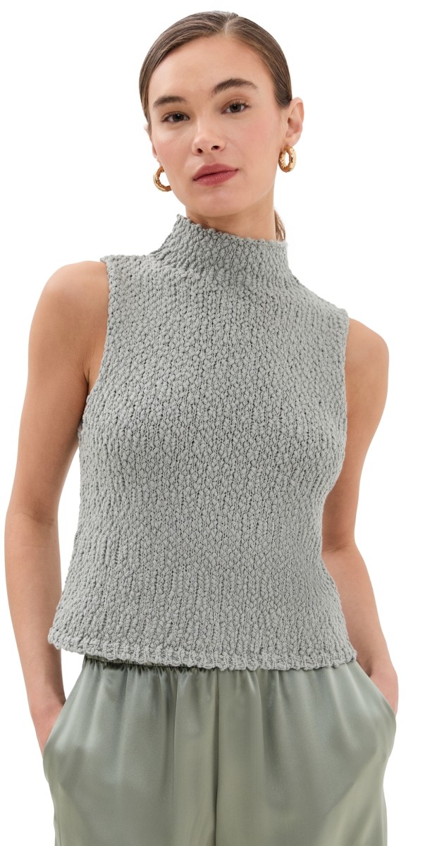 Sablyn Atticus Roll Neck Cropped Tank Eucalyptus